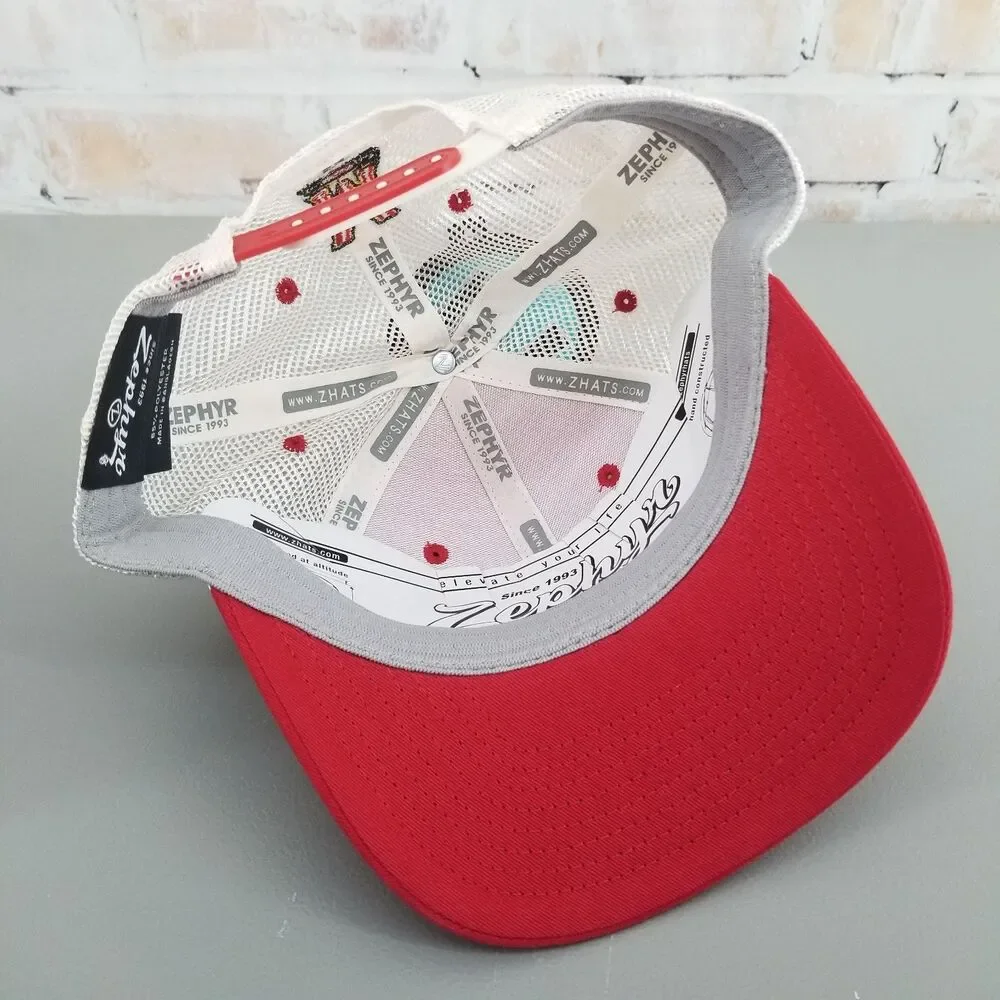 NWT Zephyr University of Maryland Terrapins Red/White Snapback Hat/Cap Mesh